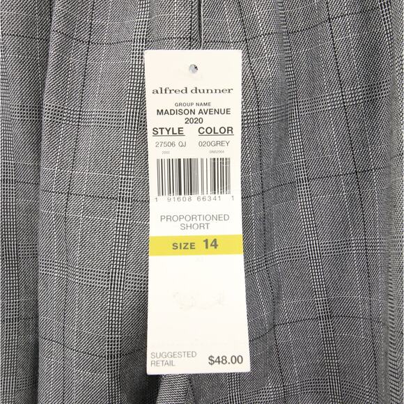 Alfred Dunner Pants Gray Plaid Check Trousers Comfort Waist Classic Fit 14 NWT - Picture 13 of 14